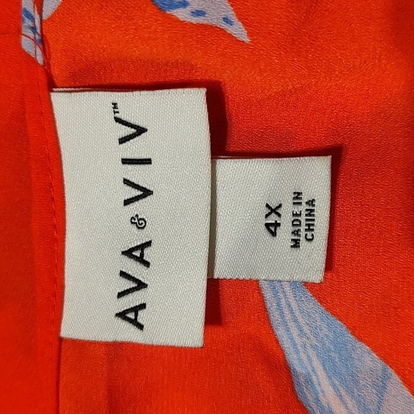 Ava & Viv Orange and Blue Tiered Sleeveless Top Size 4X - Picture 3 of 4